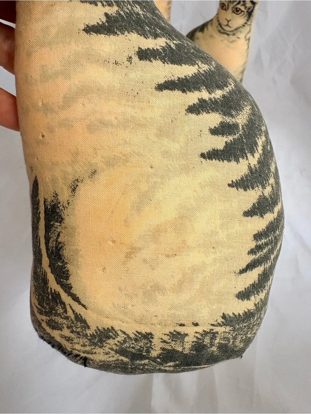 Handmade Cat Print Decorative Pillow - vintage Style